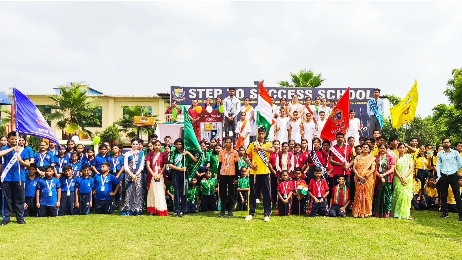 Students taking part in a school assembly